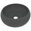 vidaXL Lavat&oacute;rio luxuoso redondo 40x15cm cer&acirc;mica cinzento-escuro mate