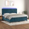 vidaXL Cama box spring c/ colch&atilde;o/LED 200x200 cm veludo azul-escuro