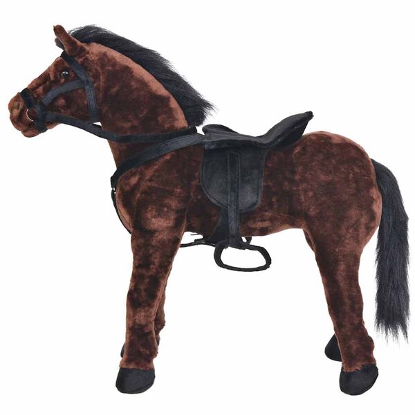 vidaXL Cavalo de montar em peluche castanho escuro XXL