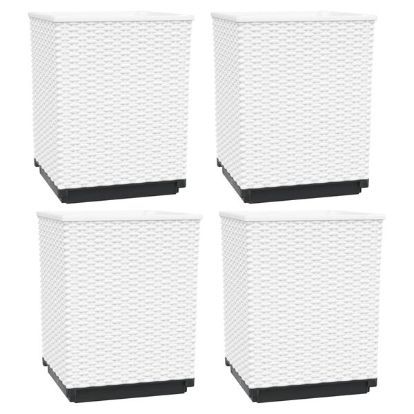 vidaXL Vasos/floreiras 4 pcs 30x30x37 cm polipropileno branco