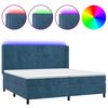 vidaXL Cama box spring c/ colchão/LED 200x200 cm veludo azul-escuro