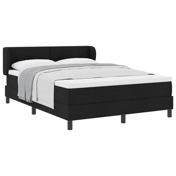 vidaXL Cama Box com colch&atilde;o com cabeceira Preto 160 x 200 cm tecido