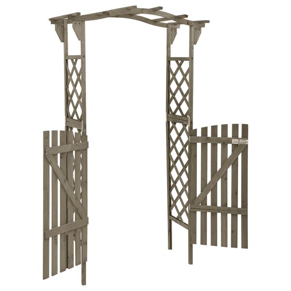 vidaXL Pérgola com portão 116x40x204 cm madeira de abeto maciça cinza
