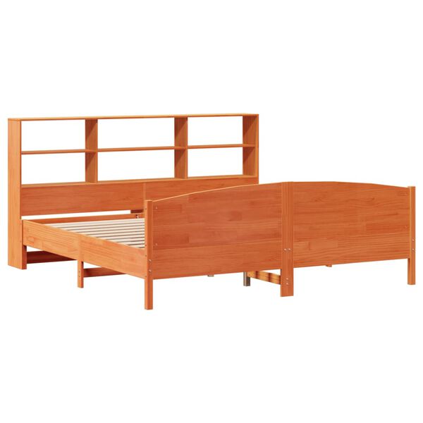 vidaXL Cama com estante sem colch&atilde;o 180x200 cm pinho maci&ccedil;o