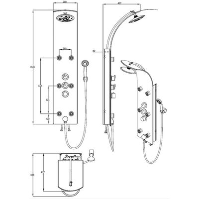 SCHÜTTE Painel duche vidro + misturadora termostática LANZAROTE branco