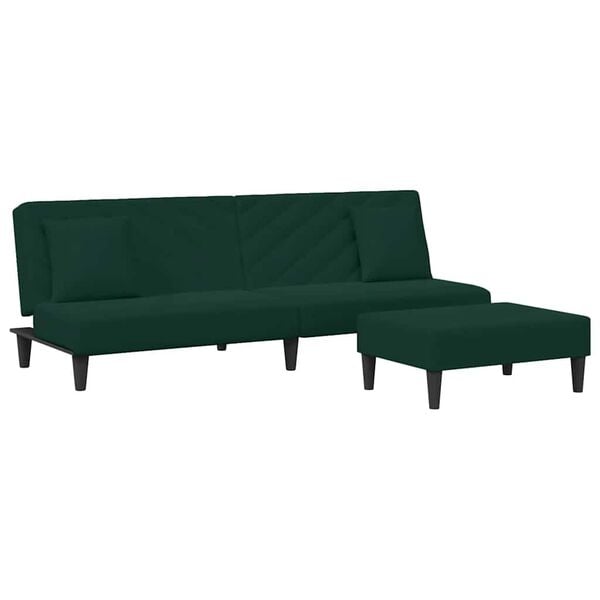 vidaXL 2 pcs conjunto de sof&aacute;s com almofadas veludo verde-escuro
