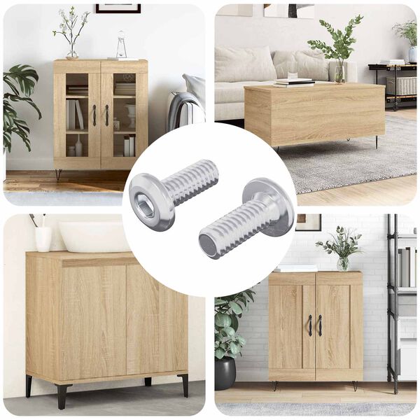 vidaXL Parafuso de Bloqueio de Cabe&ccedil;a 2 pcs Prateado M6 x 15 mm A&ccedil;o