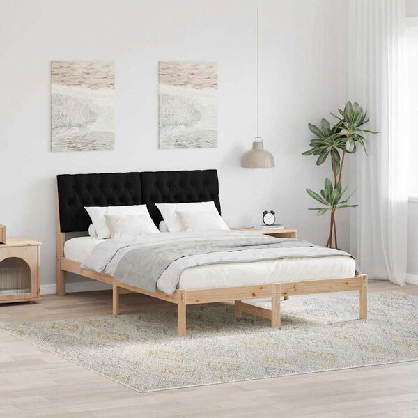 vidaXL Estrutura de Cama com Cabeceira Estofada Castanho 150 x 200 cm