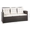 vidaXL 5 pcs conjunto lounge jardim c/ almofadões vime PE castanho