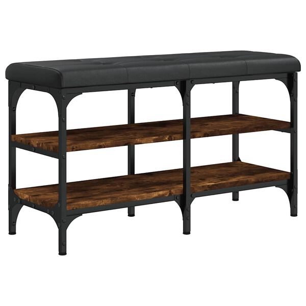vidaXL Banco sapateira 82x32x47 cm derivados madeira carvalho fumado