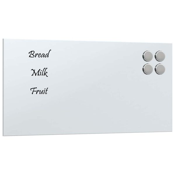 vidaXL Quadro magn&eacute;tico de parede 40x20 cm vidro temperado branco