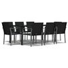 vidaXL 9 pcs conjunto de jantar p/ jardim com almofad&otilde;es vime PE e a&ccedil;o