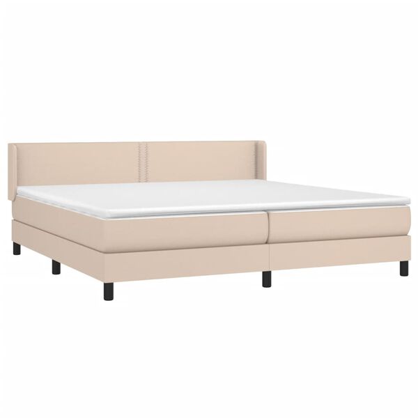 vidaXL Cama com molas/colch&atilde;o 200x200 cm couro artificial cappuccino