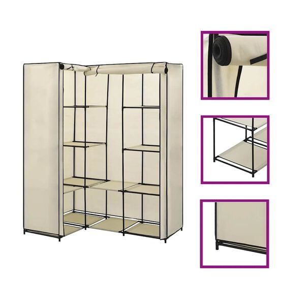 vidaXL Roupeiro de canto 130x87x169 cm creme