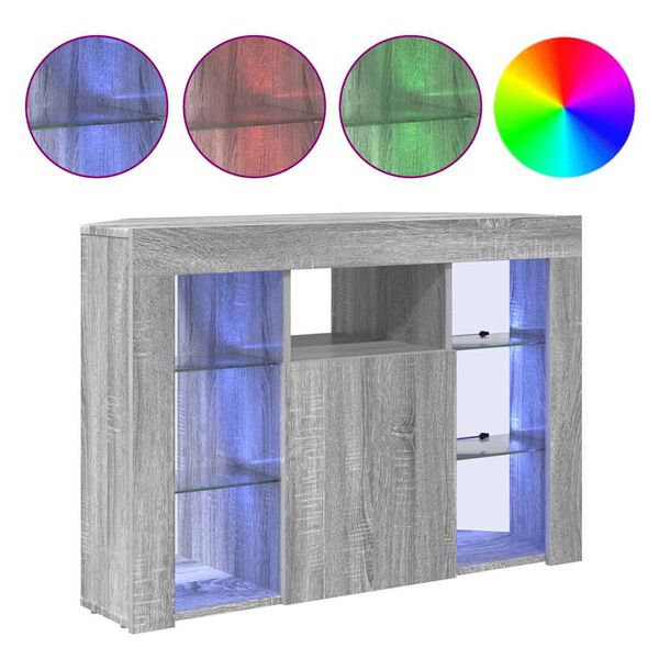 vidaXL Criado-mudo de LED para TV de Canto Cinza Sonoma 100x40x68cm