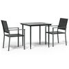 vidaXL 3 pcs conjunto de jantar p/ jardim vime PE e a&ccedil;o
