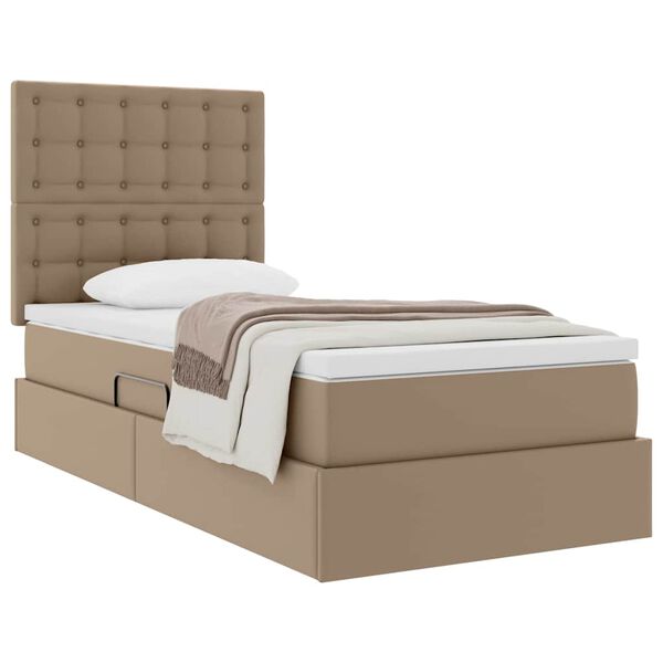 vidaXL Cama com Armazenamento Cappuccino 90 x 200 cm Couro Sint&eacute;tico