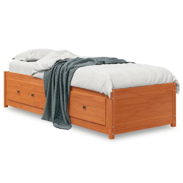 vidaXL Sof&aacute;-cama sem colch&atilde;o 90x190 cm pinho maci&ccedil;o castanho-mel