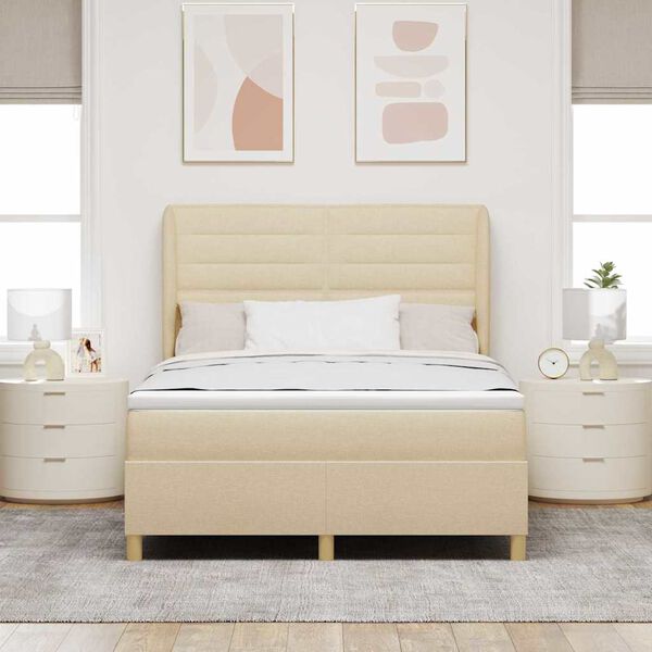 vidaXL Cama Box Springs com Colch&atilde;o Cinza Escuro 90x190 cm Creme