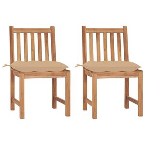 vidaXL Cadeiras de jardim c/ almofad&otilde;es 2 pcs madeira de teca maci&ccedil;a