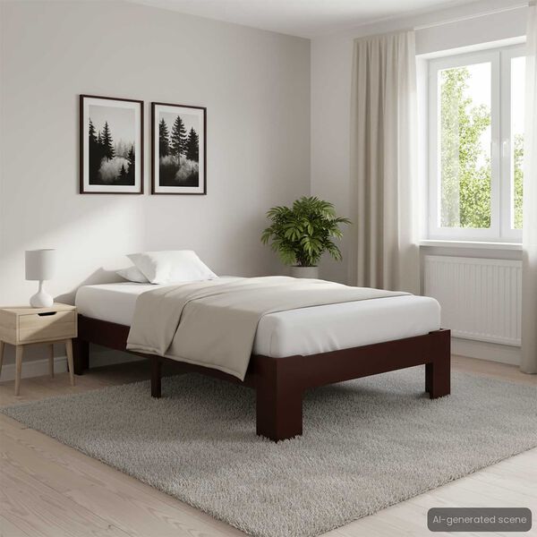 vidaXL Estrutura de cama 90x200 cm pinho maciço castanho-escuro
