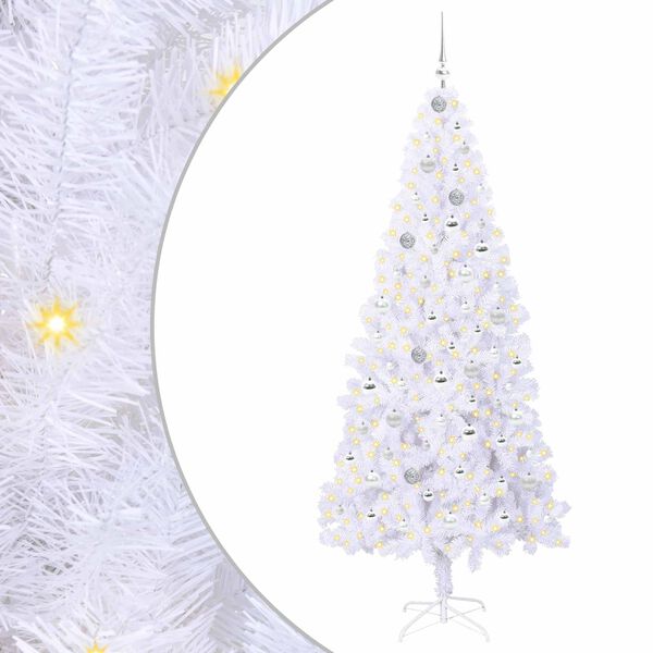 vidaXL &Aacute;rvore de Natal Artificial com 300 LEDs Branco 210 cm PVC e A&ccedil;o