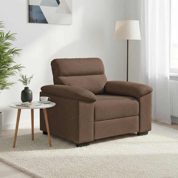 vidaXL Poltrona 100x81x84 cm tecido castanho