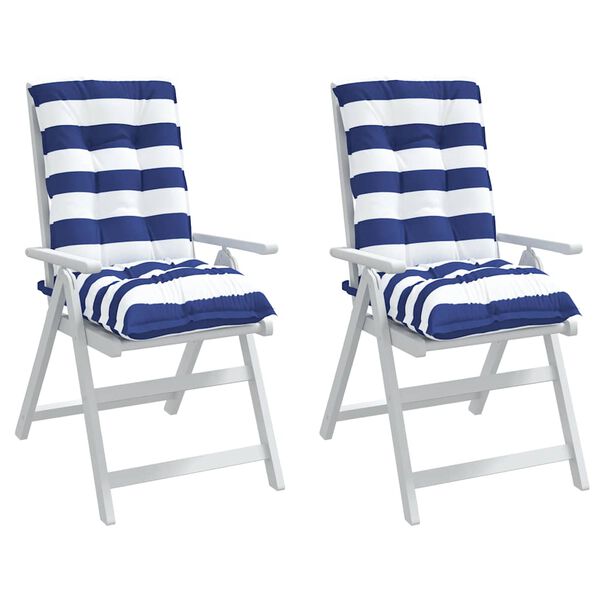 vidaXL Almofad&otilde;es cadeira encosto baixo 2pcs tecido oxford azul/branco