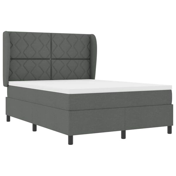 vidaXL Cama Box com colch&atilde;o Cinzento escuro 140 x 190 cm tecido