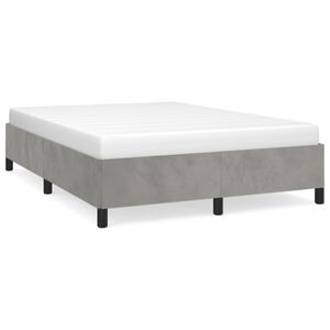 vidaXL Estrutura de cama sem colch&atilde;o 140x200 cm veludo cinzento-claro