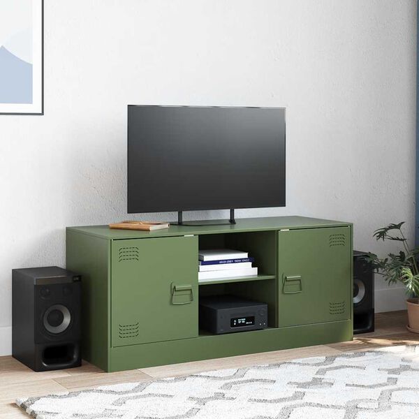 vidaXL M&oacute;vel de TV 99x39x44 a&ccedil;o verde azeitona
