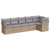 vidaXL 6 pcs conjunto de sof&aacute;s p/ jardim com almofad&otilde;es vime PE bege