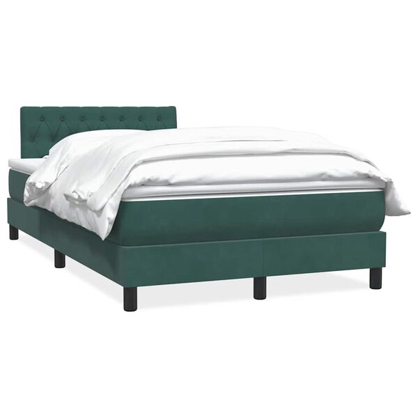 vidaXL Cama com molas/colch&atilde;o 120x220 cm veludo verde-escuro