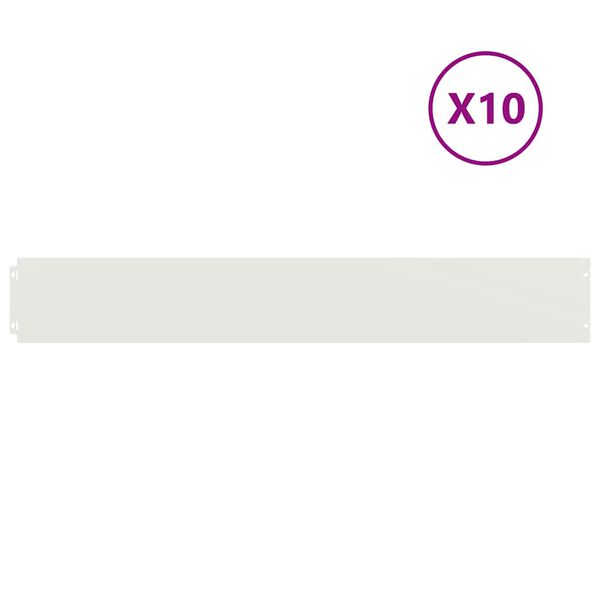 vidaXL Orlas de relva 10 pcs branco 15x103 cm aço laminado a frio
