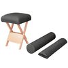 vidaXL Banco massagens dobr&aacute;vel assento 12 cm espess. + 2 rolos preto