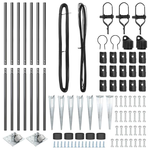 vidaXL Postes de Cerca 7 pcs Cinzeto Ø32mm 170 cm Aço galvanizado