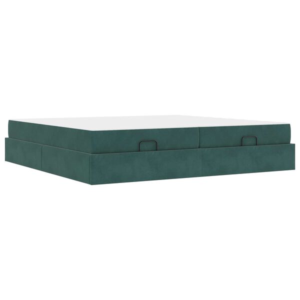 vidaXL Estrutura de cama com colch&atilde;o com colch&atilde;o 2 pcs Verde Veludo