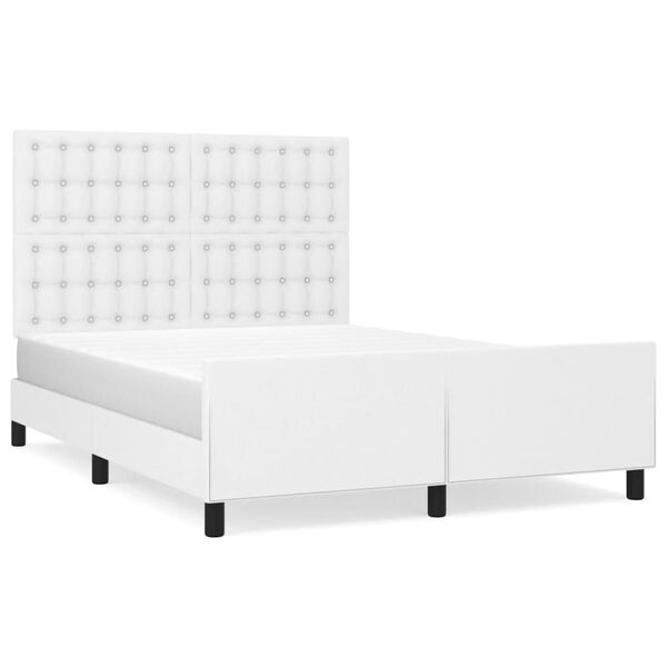 vidaXL Estrutura cama c/ cabeceira 140x200 cm couro artificial branco