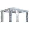 vidaXL Gazebo com cortinas e cord&otilde;es de luzes LED 4x3 m branco nata