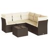 vidaXL 6 pcs conjunto de sof&aacute;s jardim c/ almofad&otilde;es vime PE castanho