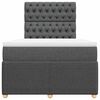 vidaXL Cama boxspring com colch&atilde;o 120x190 cm tecido cinzento-escuro