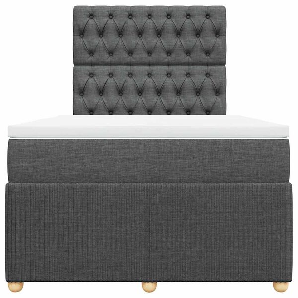 vidaXL Cama boxspring com colch&atilde;o 120x190 cm tecido cinzento-escuro
