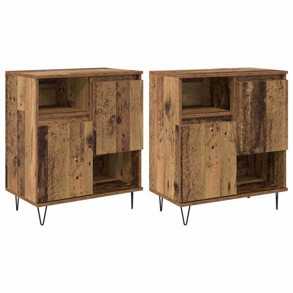 vidaXL Buffet 2 pcs Madeira antiga 60 x 35 x 70 cm