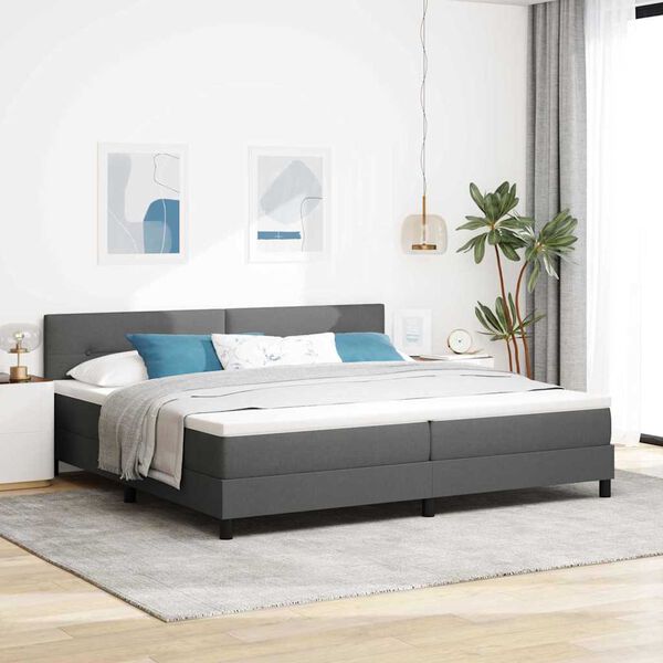 vidaXL Cama Box com colch&atilde;o Cinzento escuro 200 x 200 cm tecido