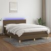 vidaXL Cama box spring c/ colch&atilde;o/LED 140x190cm tecido castanho-escuro