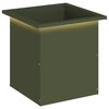 vidaXL Floreira de jardim com LED Verde-Azeitona 40 x 40 x 40 cm A&ccedil;o