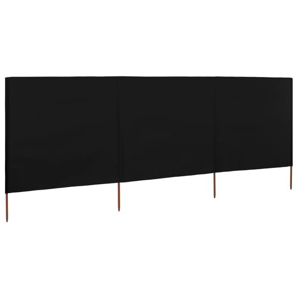 vidaXL Para-vento com 3 painéis em tecido 400x120 cm preto