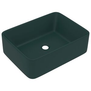 vidaXL Lavat&oacute;rio luxuoso 41x30x12 cm cer&acirc;mica verde-escuro mate