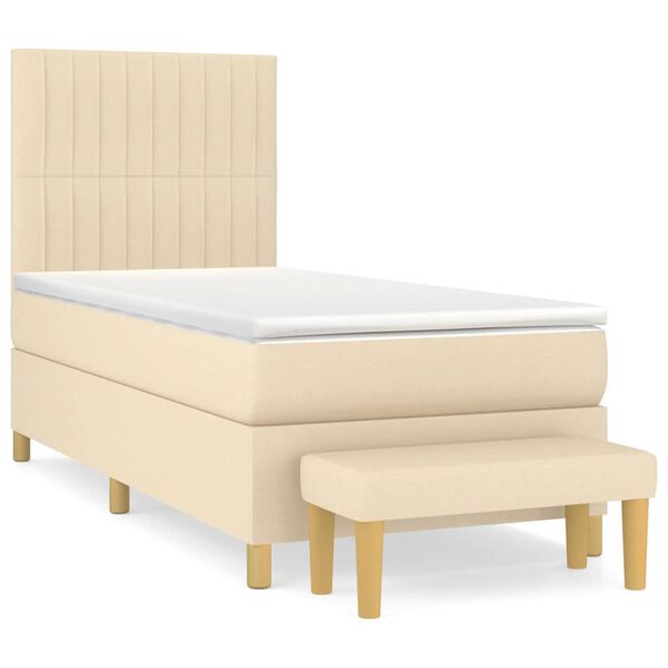 vidaXL Cama com molas/colch&atilde;o 80x200 cm tecido cor cr&egrave;me