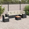 vidaXL 7 pcs conjunto de sof&aacute;s p/ jardim c/ almofad&otilde;es vime PE preto